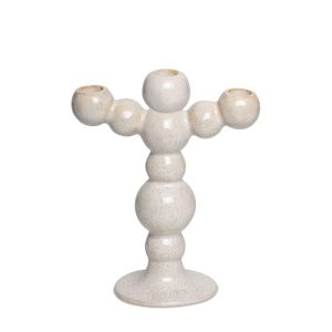 Gränna ljusstake trearmad vit